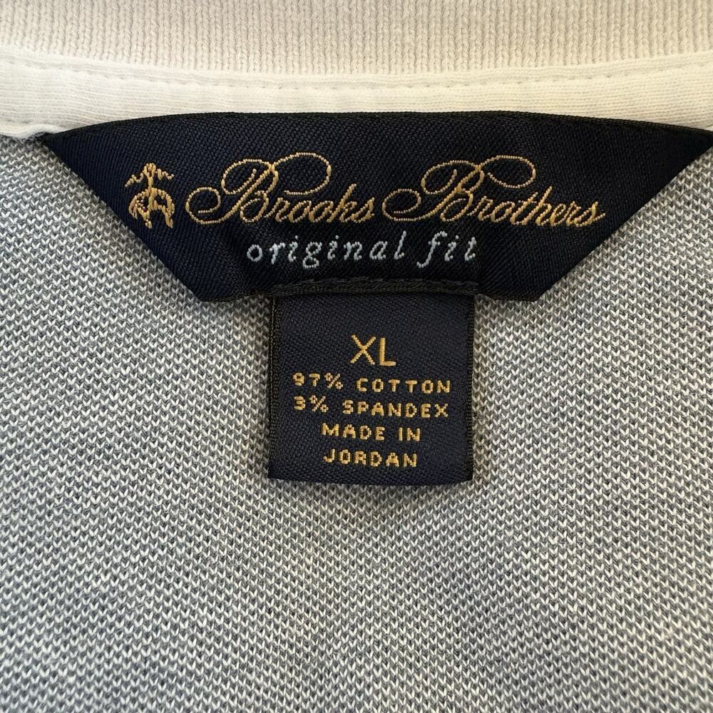 Brooks Brothers Original Fit Polo Mens XL Gray Contrast Collar Cotton Stretch - Picture 4 of 9